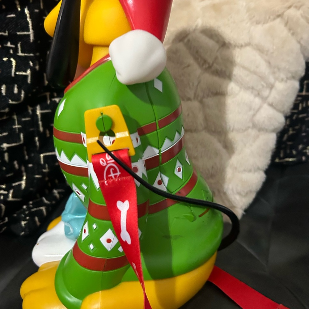 Disney Parks Pluto Popcorn Bucket 2018 Christmas Green Sweater Red Santa Hat - Picture 4 of 7